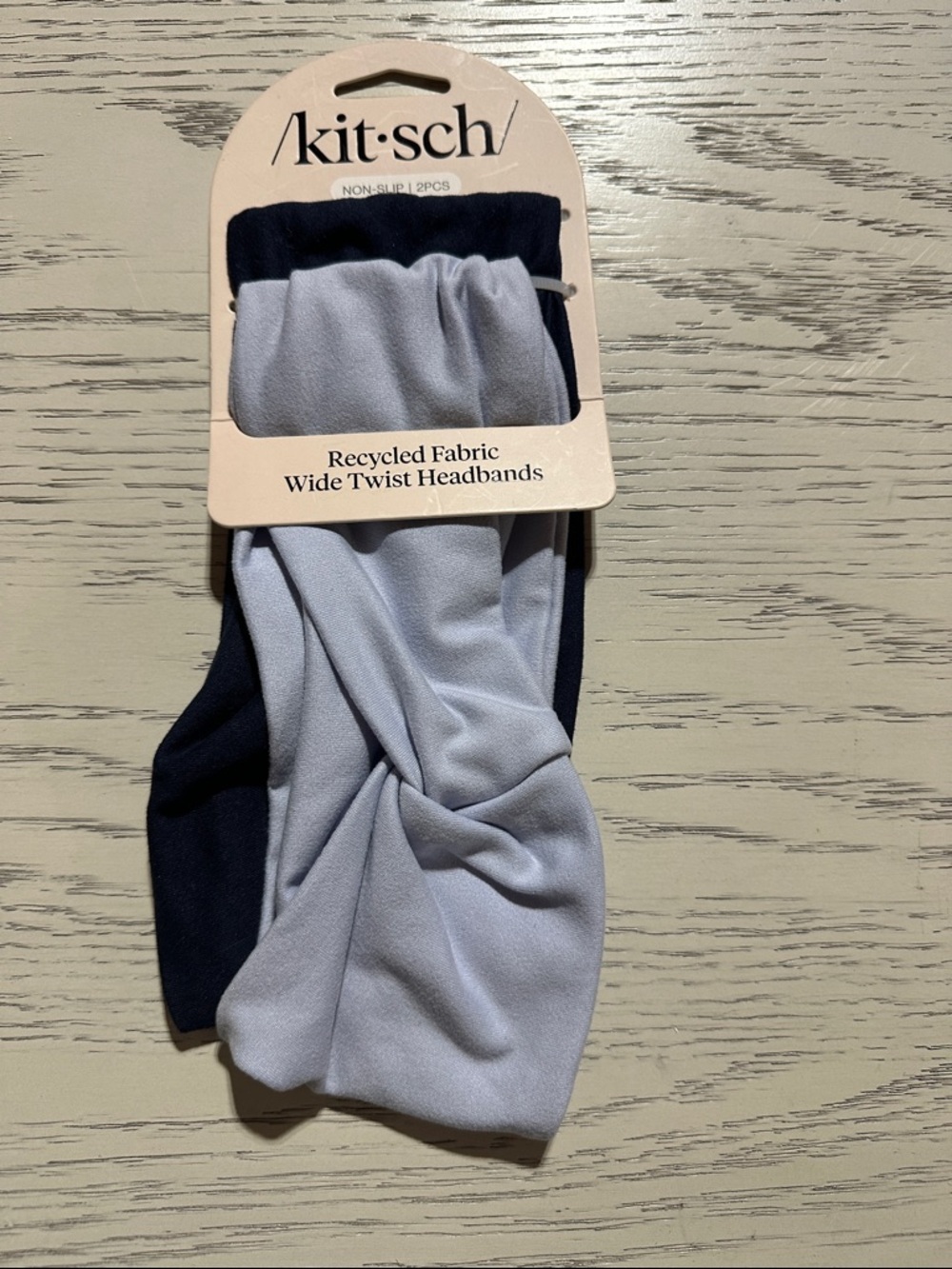 Kitsch Recycled Plsstic  Wide Twist Headband Duo - Navy & Light Blue